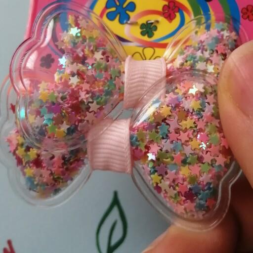 یک جفت کش مو پاپیونی آکواریومی هفت رنگ خیلی شیک و زیبا